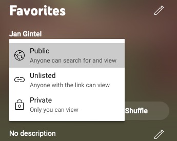 Youtube Favourites Playlist Visibility Settings